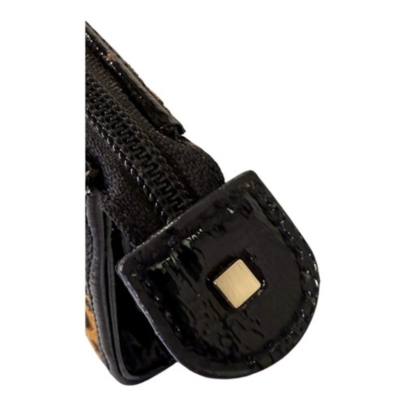 Vintage Talbots Wristlet Wallet Clutch Cheetah Animal Print Calf Hair Patent Lea - Picture 6 of 10